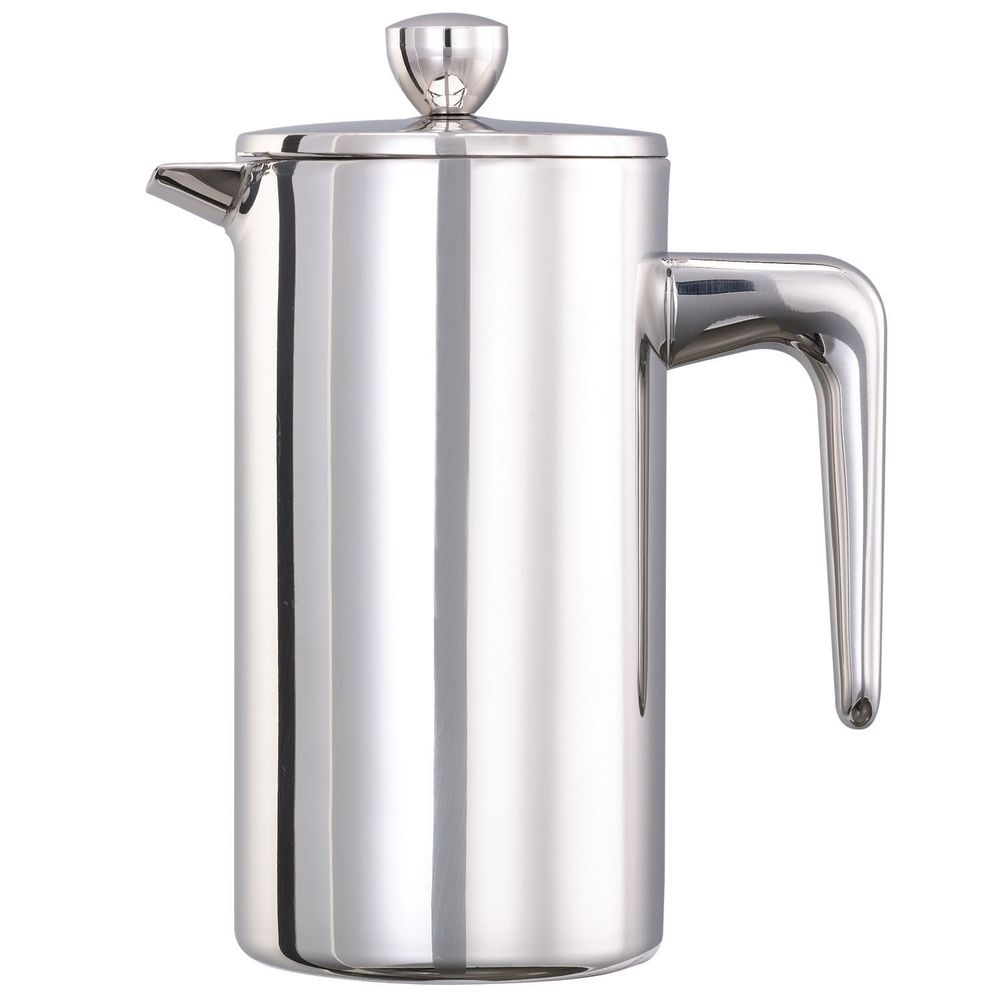 Service Ideas Stainless Steel Polished Finish Double Wall French Coffee Press, 0.35 Liter Capacity