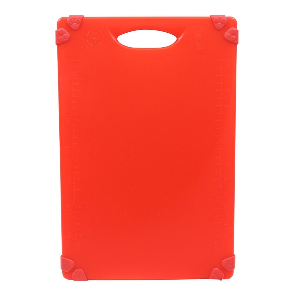 Tablecraft Polypropylene Red Grippy Cutting Board with TPE Grips, 12 x 18 x 0.5 inch
