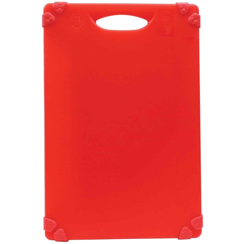 Tablecraft Grippy Polypropylene Red Color Coded Cutting Board with TPE Grips, 24 x 18 x 0.625 inch