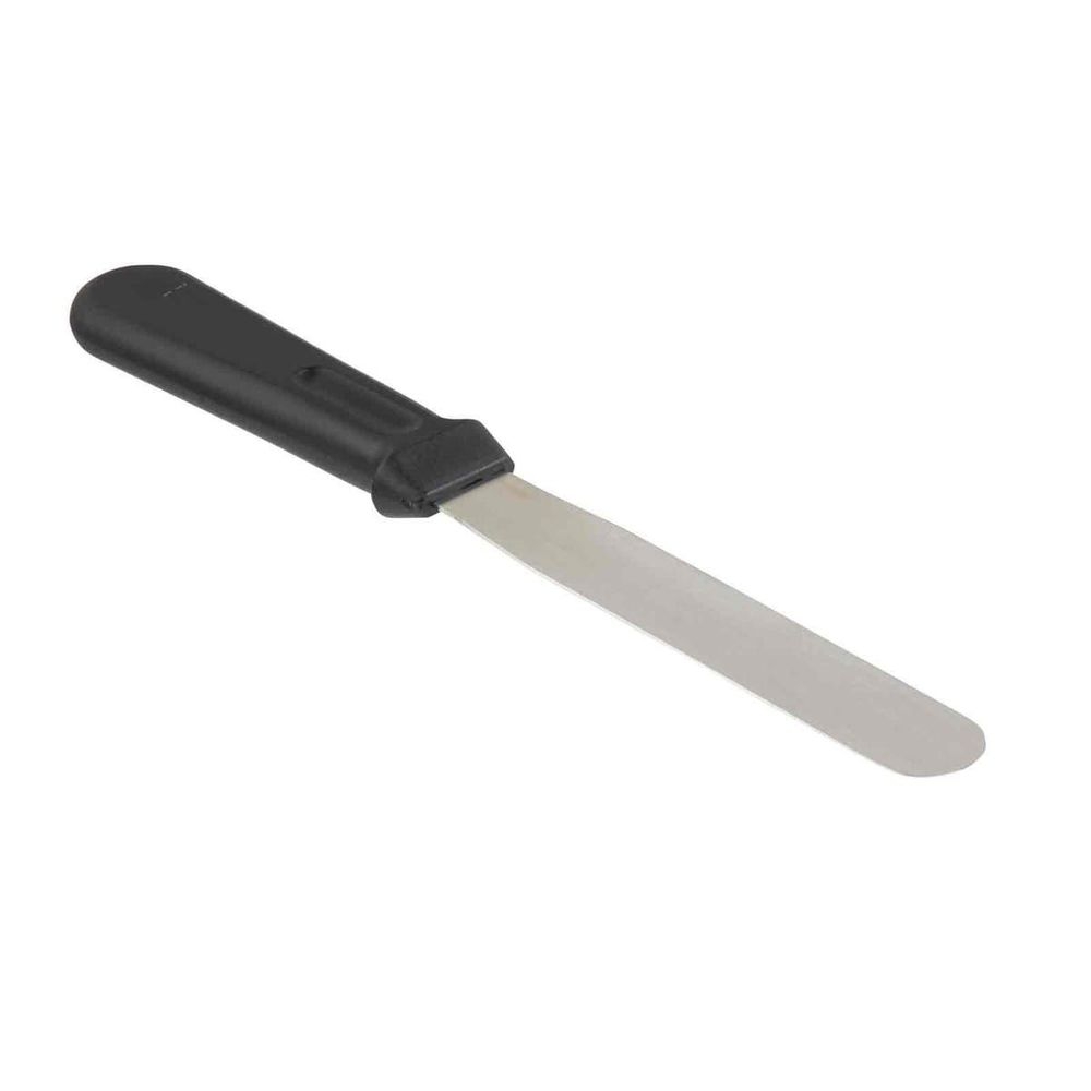 Tablecraft Stainless Steel Icing Spatula with Black Polypropylene Handle, 6 inch