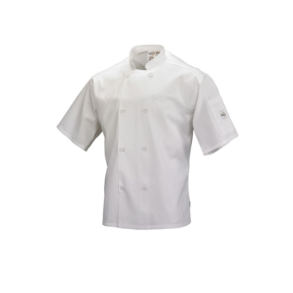 Mercer Culinary Millennia Air Large Short Sleeve Unisex White Cook Jacket with Full Mesh Back