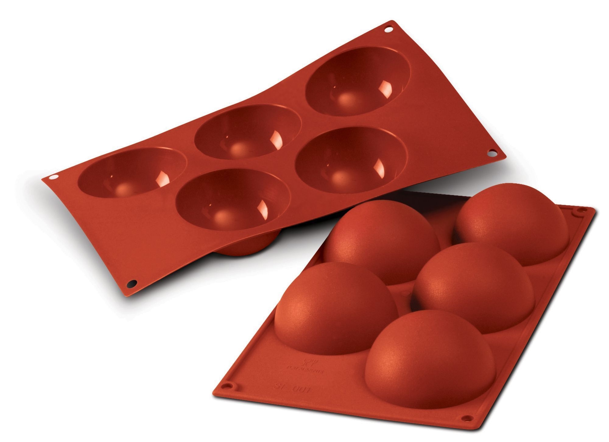 Silikomart SiliconFlex Alimentary Silicone 5 Cavities Half-Sphere Mold, 3.15 inch x 1.57 inch Height Cavity