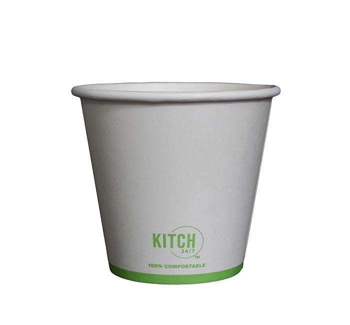 KITCH 24/7 White Compostable Squat Paper Hot Cup, 8 Ounce -- 1000 per case