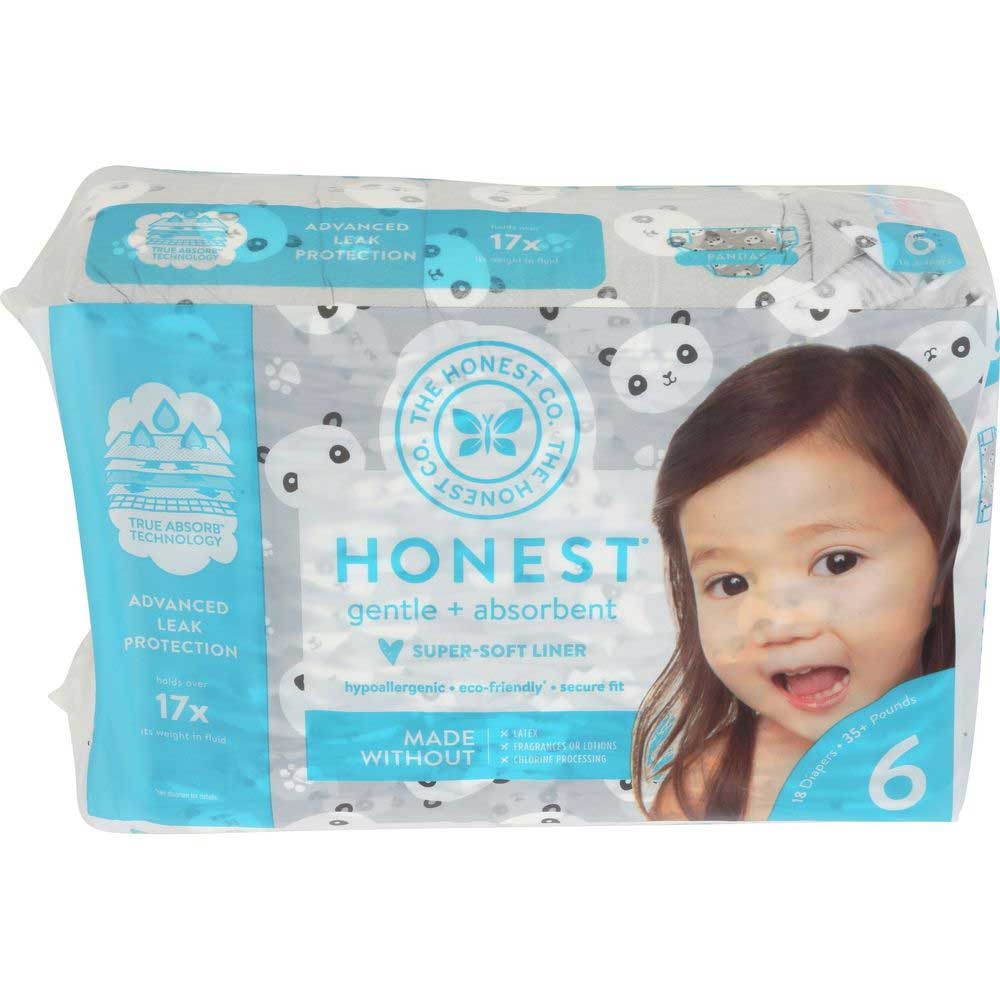 The Honest Co Pandas Size 6 Diapers - 18 count per pack -- 4 per case