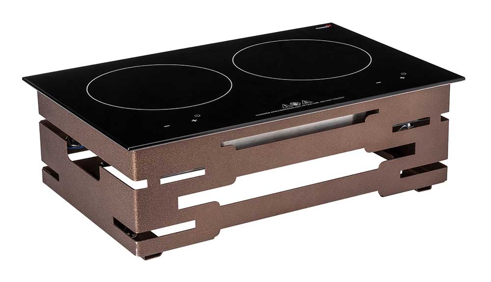 Rosseto Multi-Chef 120V 60Hz 7 inch Bronze Double Induction Kit with Touch-Top Controls, 21.5 Ã— 13.5 Ã— 8 inch
