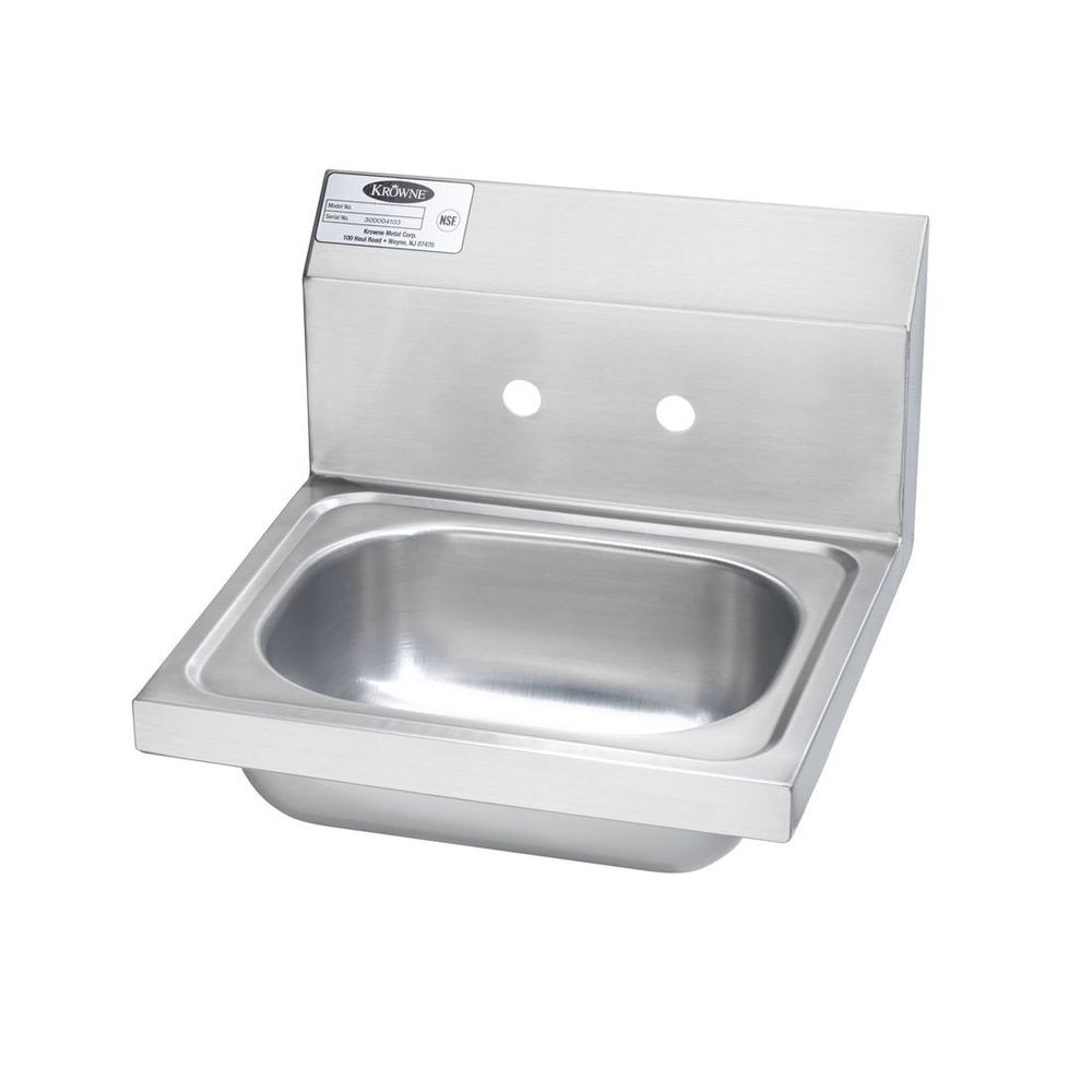 Krowne Less Faucet Hand Sink with 4 inch Center Faucet Holes, 17 1/4 x 15 1/4 x 13 inch