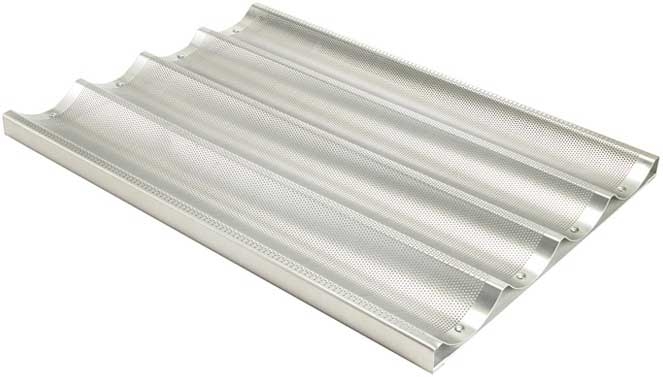 Winco 16 Gauge Aluminum 4 Slots Perforated Baguette Pan with Silicon Glaze, 18 x 26 x 1 inch -- 6 per case