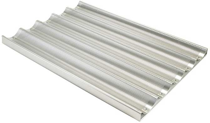 Winco 16 Gauge Aluminum 5 Slots Perforated Baguette Pan with Silicon Glaze, 18 x 26 x 1 inch -- 6 per case