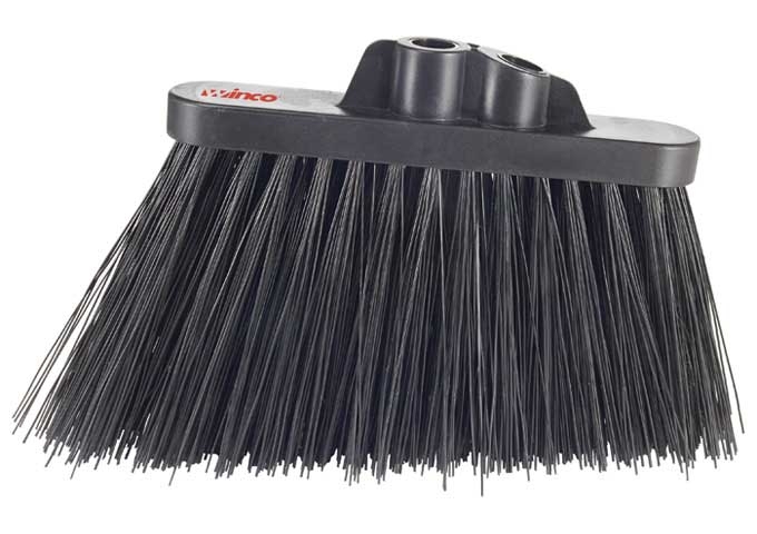 Winco Heavy Duty Unflagged Black Bristles Angle Broom Head Only -- 12 per case