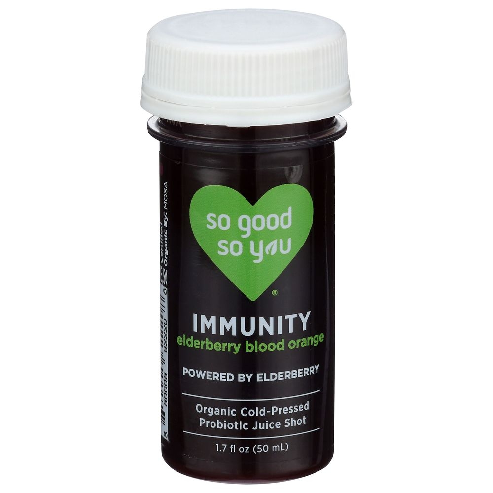 So Good So You Immunity Elderberry Blood Orange Probiotic Juice Shot, 1.7 Fluid Ounce -- 12 per case