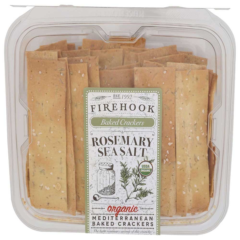 Firehook Organic Rosemary Mediterranean Baked Crackers, 8 Ounce -- 12 per case