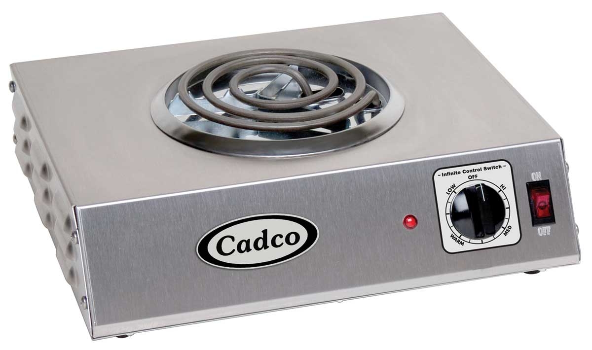 Cadco Portable Stainless Single Hot Plate with Tubular Elements, 14 x 4 1/8 x 12 1/4 inch