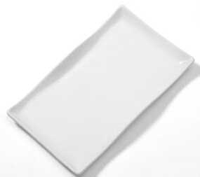 American Metalcraft White Wavy Prestige Ceramic Platter, 21 x 13 1/2 inch