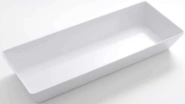 American Metalcraft Long Rectangular White Melamine Platter, 19 5/8 x 7 7/8 x 3 inch