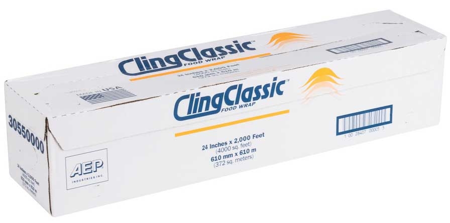 Bunzl Cling Classic Foodservice Film Cutter Box, 24 inch x 2000 Feet -- 1 roll