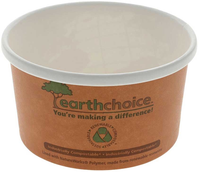 Pactiv EarthChoice PLA Paper Orange Small Compostable Lined Hot Soup Cup, 8 Ounce Capacity -- 500 per case