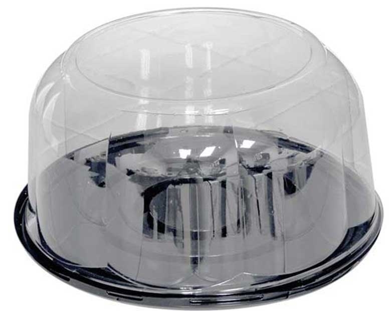 Pactiv RPET 11 inch Black Base for 9 inch Cake with 5.25 inch Rose Dome Lid, 64 Ounce Capacity -- 40 per case