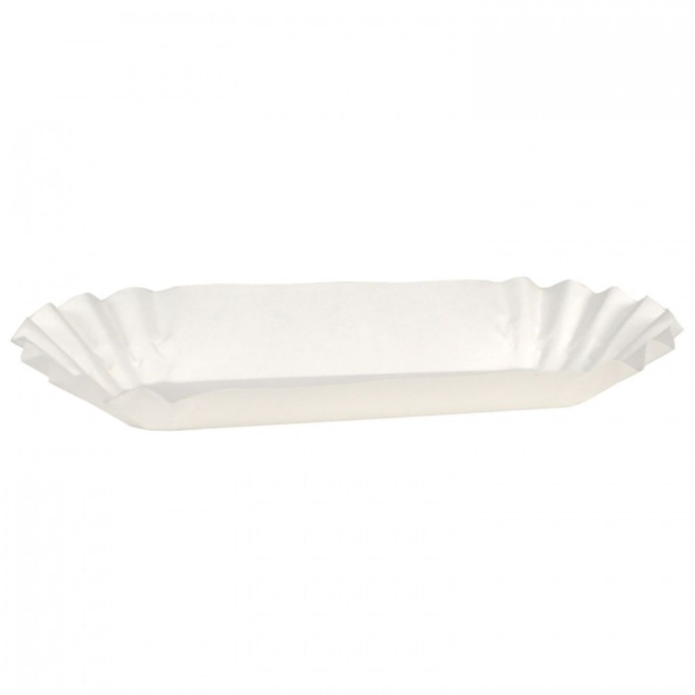 Hoffmaster White Paper Medium Weight Fluted Hot Dog Tray, 6 inch -- 3000 per case