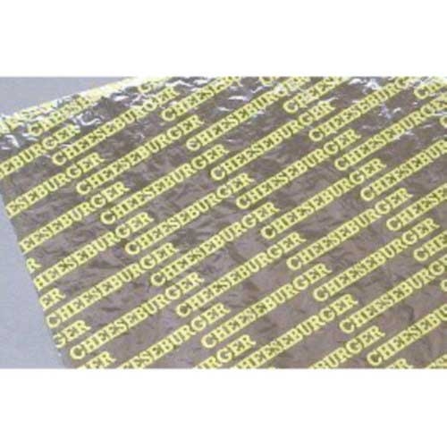 General Packaging Yellow Print Foil Laminated Cheeseburger Sheet, 10.5 x 14 inch -- 2500 per case