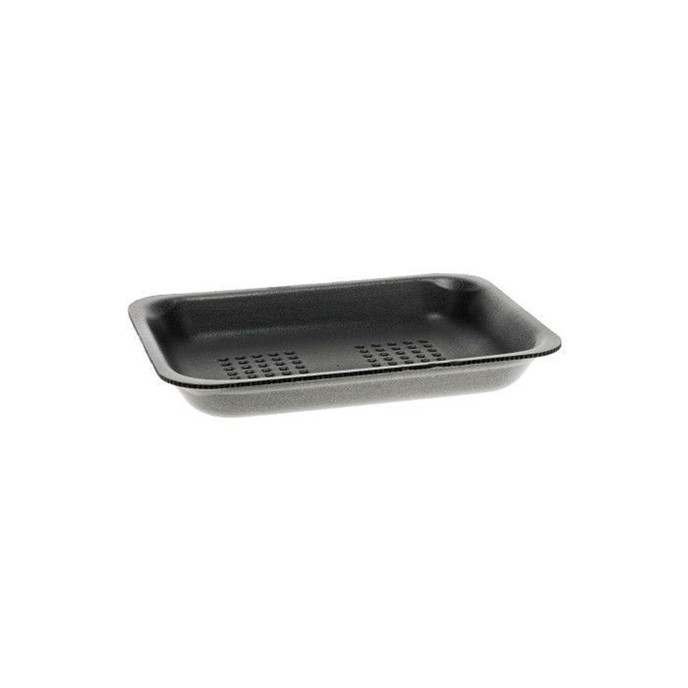 Prime Source Black Polystyrene Foam Meat Tray, 8.25 x 5.75 x 1 inch -- 500 per case
