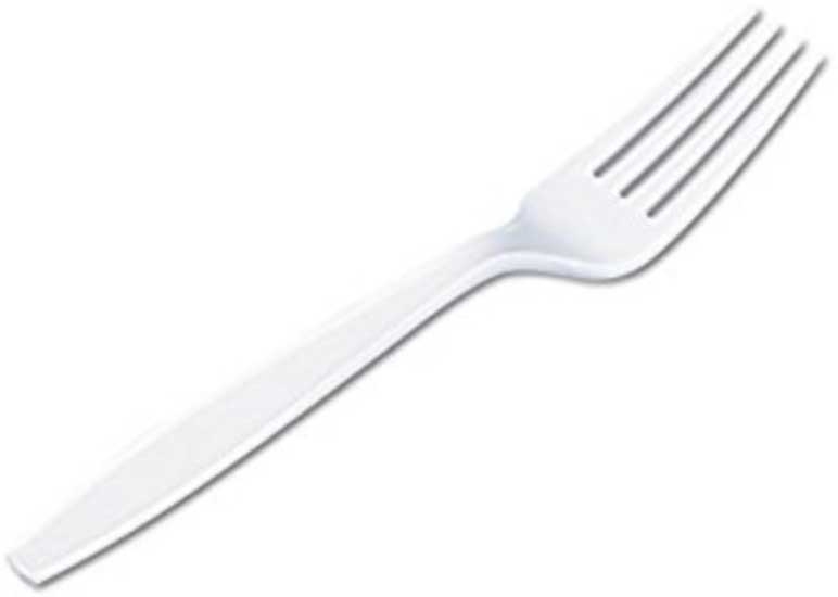 Bunzl Prime Source Polystyrene Extra Heavy Weight Disposable White Fork - Bulk Pack -- 1000 per case