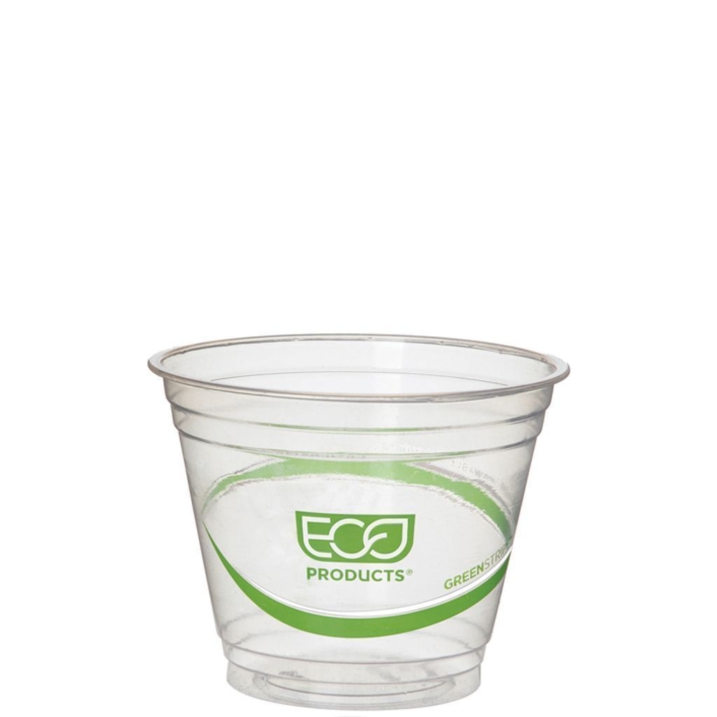 Eco-Products GreenStripe Clear Plastic Unprinted Cold Cup, 9 Ounce Capacity -- 1000 per case.