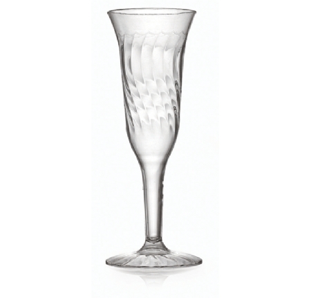 Fineline Settings Flairware Clear Plastic 1 Piece Champagne Flutes, 5 Ounce -- 96 per case
