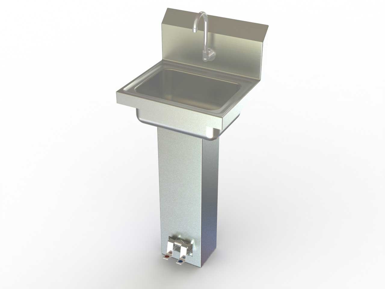 Aero 304 Stainless Steel NSF Pedestal Foot Pedal Hand Sink, 17 x 15 x 43 1/2 inch.