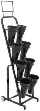 Mobile Merchandisers Black Floral Cart with 8 Plastic Vases and Sign Frame