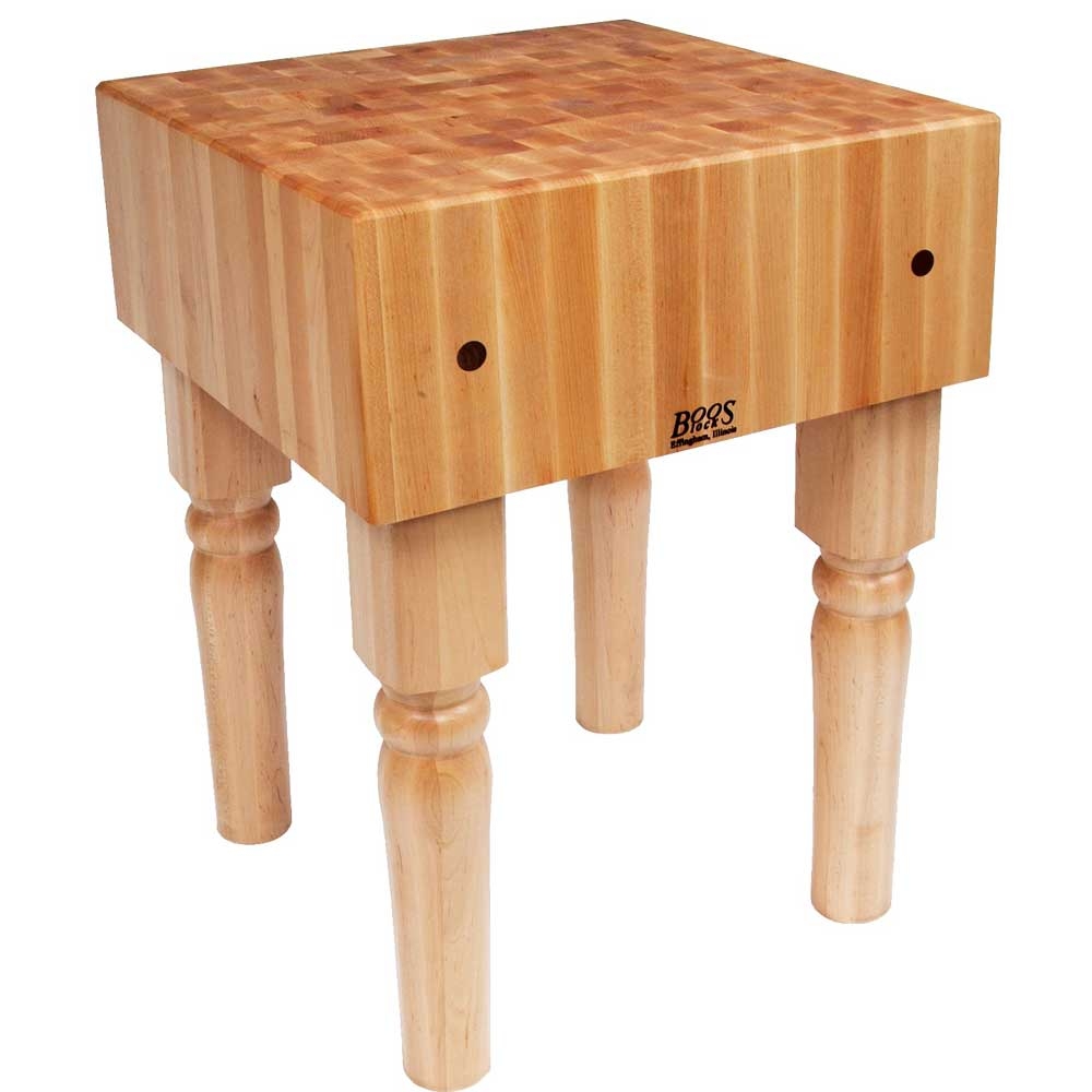 John Boos Barn Red Base Maple AB Butcher Block Table, 18 x 18 x 10 inch.