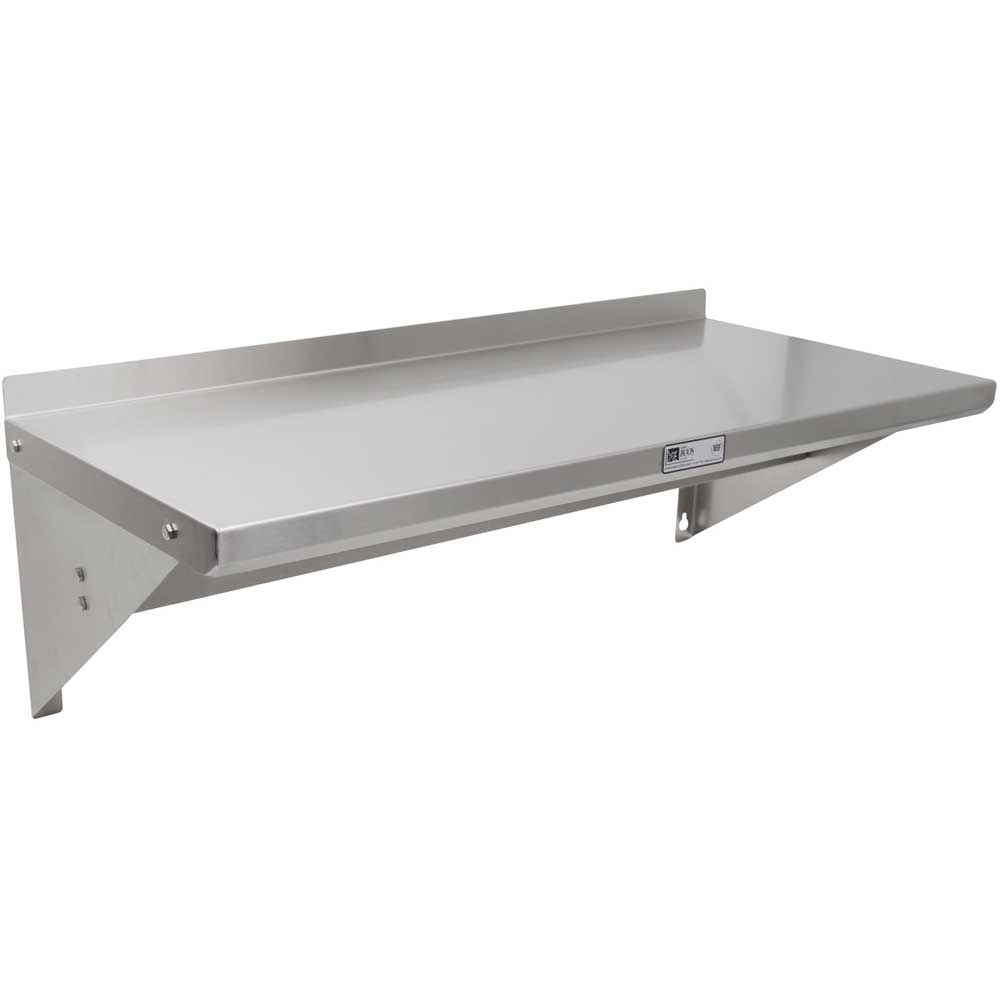 John Boos 18 Gauge Stainless Steel Wall Shelf with Pot Rack, 132 x 12 inch.