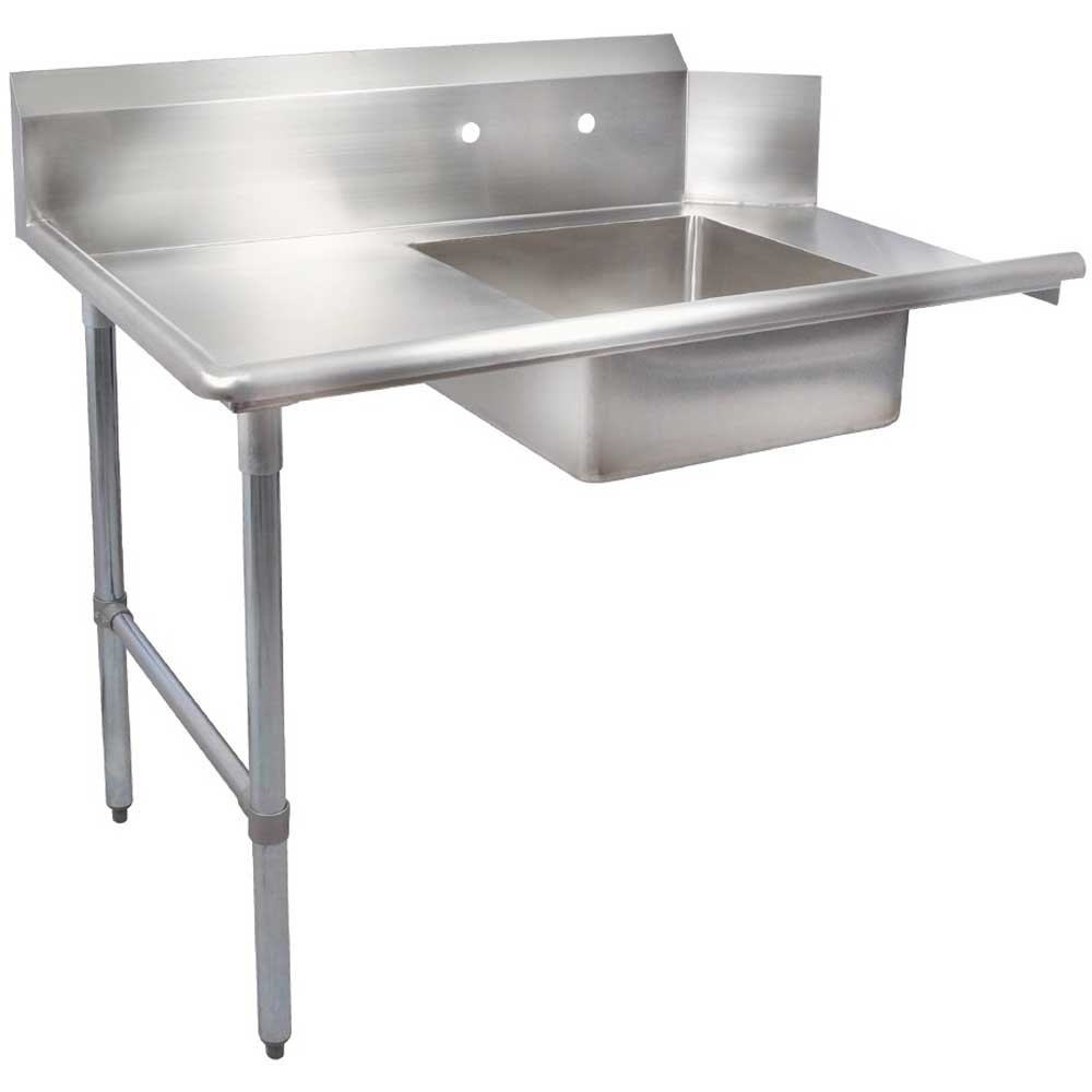 John Boos 14 Gauge Stainless Steel Soiled Dishtable with Left Leg, 132 inch.