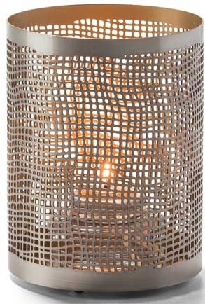 Hollowick Chantilly Pewter and Gold Perforated Metal Lamp, 4 x 3.13 x 3.13 inch