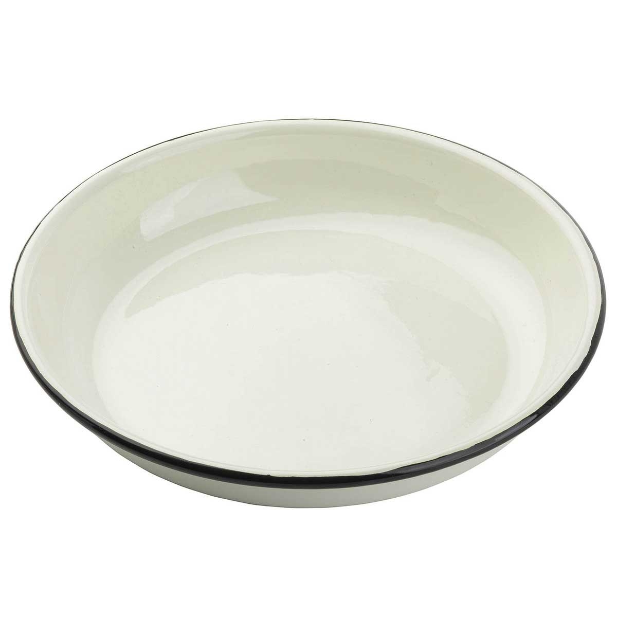 Tablecraft Enamelware Collection Round Creamy White with Black Rim Pasta Plate, 24 Ounce Capacity