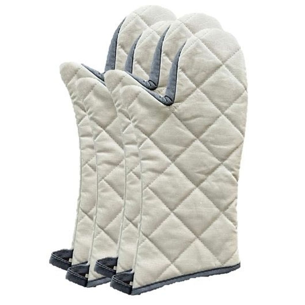 17 inch Beige with Black Trim Flame and High Heat Resistant Oven Mitt