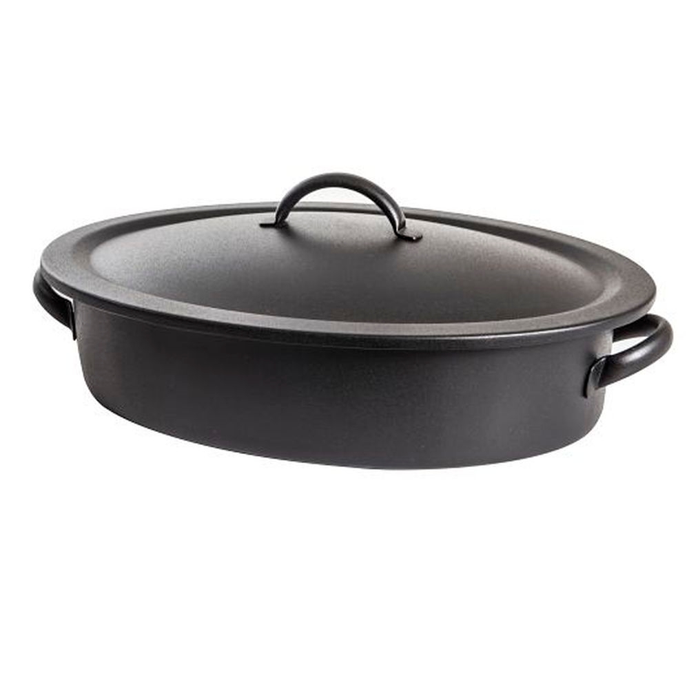 18/10 Stainless Steel Oval Black Homestyle Chafer, 5 Quart Capacity