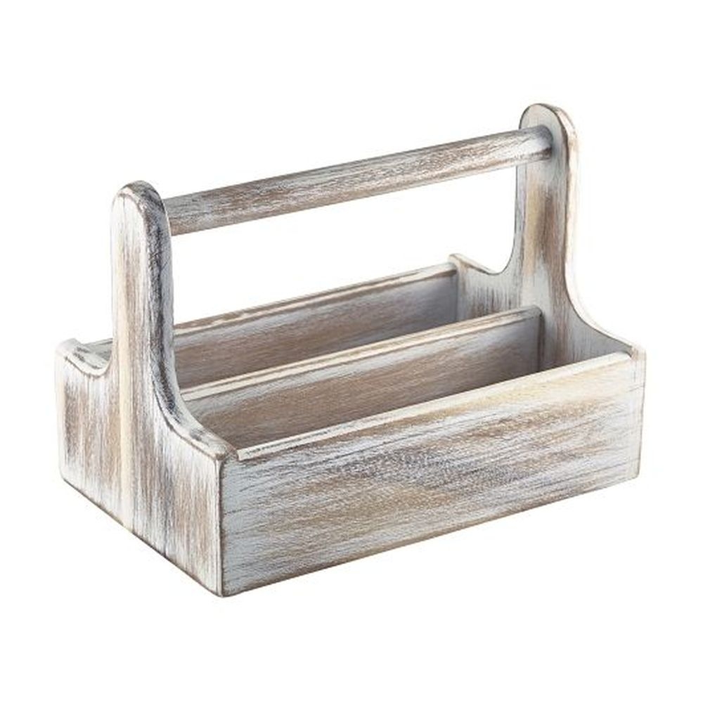 White Wood 9 7/8 inch Table Caddy, 6 count
