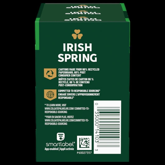 Irish Spring Original Personal Deodorant Bar Soap, 9.6 Ounce - 3 per pack -- 24 packs per case.