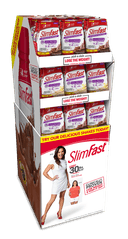 Slimfast Advanced Creamy Chocolate and Vanilla Cream Meal Replacement Shake - 1/4 Pallet Display -- 144 per case.