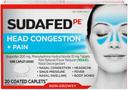 Sudafed PE Head Congestion Plus Pain Relief Tablets, 20 count per pack -- 24 per case