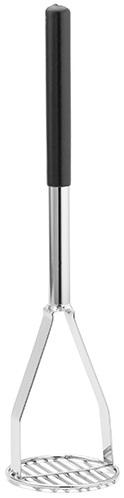 Tablecraft Chrome Plated Metal Potato Masher with Black Handle, 19 inch -- 4 per case