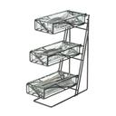 Cal-Mil Black Frame 3 Tier Condiment Display with Faux Glass Bin, 5.25 x 14 x 18 inch