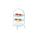Cal-Mil Iron Three Tier Chrome Bowl and Plate Display, 11.75 x 11.75 x 20 inch