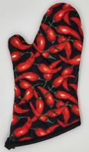 Intedge Chili Pepper Pattern Poly/Cotton Oven Mitt, 15 inch