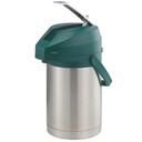 Service Ideas Color Me SVAC Brushed Stainless Finish Vacuum Insulated Airpot with Green Lever Pump Lid, 2.2 Liter Capacity