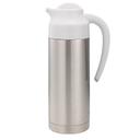 Service Ideas SteelVac Brushed Stainless and White Vacuum Insulated Creamer Carafe with Steel Base, 1 Liter
