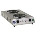 Cadco Portable Stainless Double Space Saver Hi-Power Hot Plate with Tubular Elements, 3 1/2 4 1/2 22 3/4 inch
