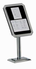 Aarco Chrome Finish Single Pedestal Ornamental Sign and Poster Stand, 49 x 23 inch