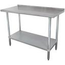 Standard Stainless Steel Work Table, 1 1/2 inch Rear Splash With Stainless Steel Legs and Undershelf, 24 x 72.
