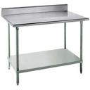 Standard Stainless Steel Work Table, 5 inch Back Splash with Galvanized Legs and Undershelf, 24 x 60.